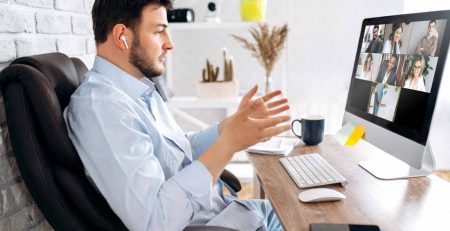 man in front of computer