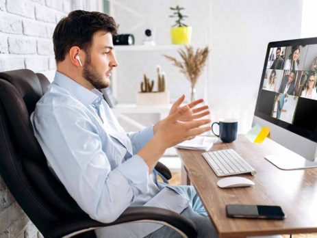 man in front of computer