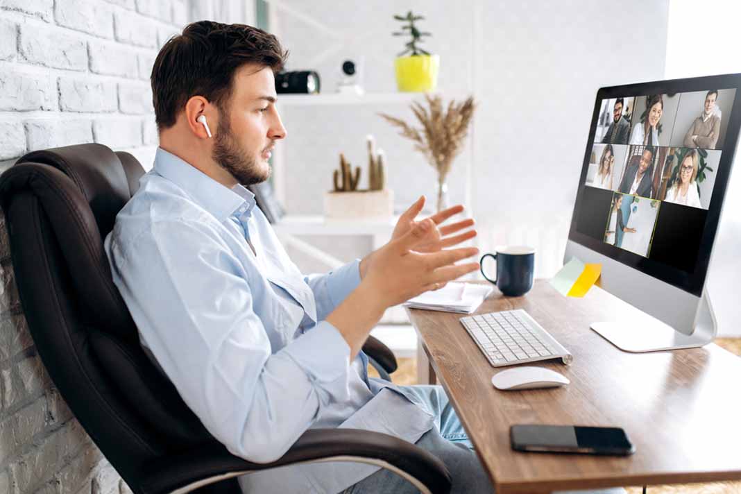 man in front of computer